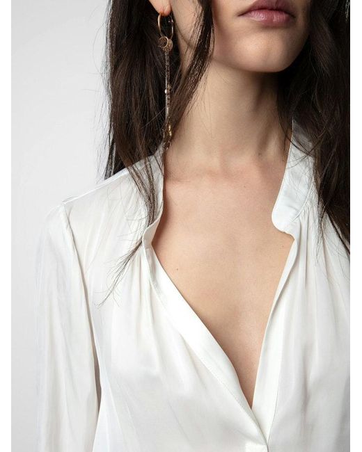 Zadig & Voltaire White Tink Satin Blouse