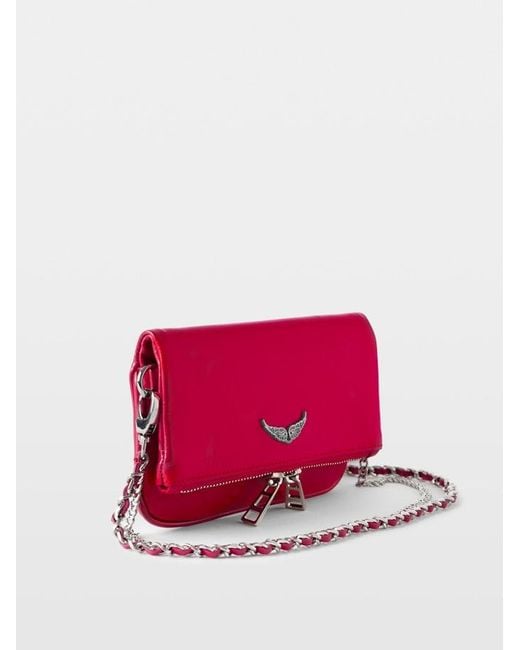Zadig & Voltaire Pink Rock Mini Vintage Patent Clutch