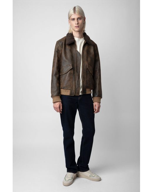Zadig & Voltaire Mate Leather Jacket in Blue | Lyst