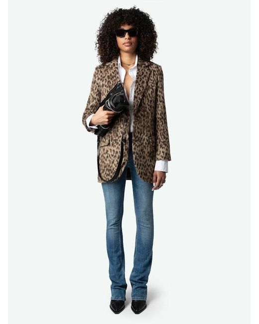 Zadig & Voltaire Blue Violet Leopard Coat