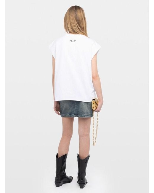 Zadig & Voltaire White Cloex Crystal Embellished Voltaire T-Shirt