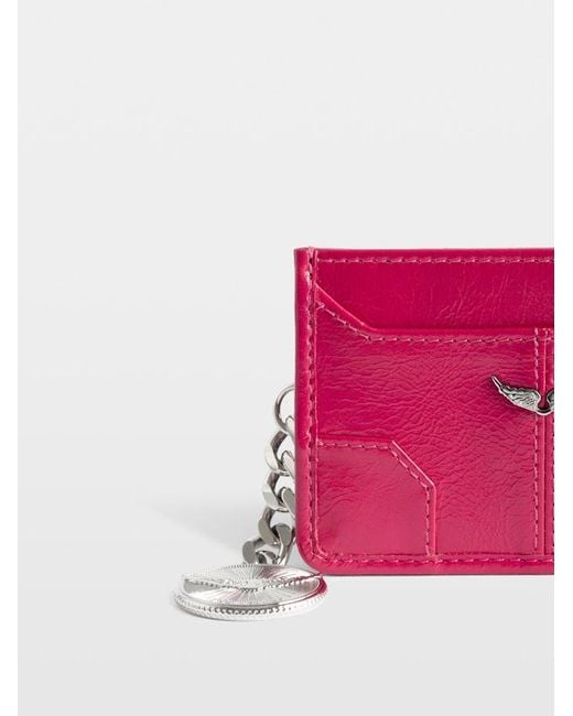 Zadig & Voltaire Pink Sunny Pass Vintage Patent Card Holder