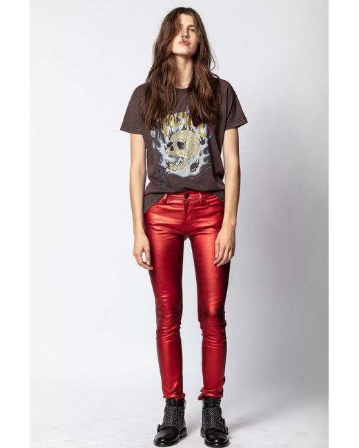 Pantalon phlame metal Zadig & Voltaire en coloris Red