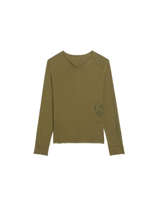 Zadig & Voltaire Green Monsatir Henley T-Shirt for men