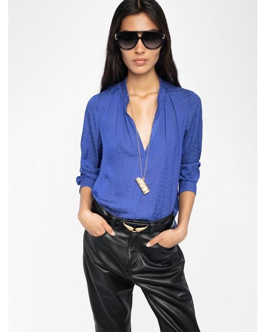 Zadig & Voltaire Blue Tink Satin Blouse