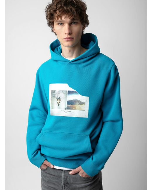 Zadig & Voltaire Blue Sanchi Photoprint Sweatshirt for men