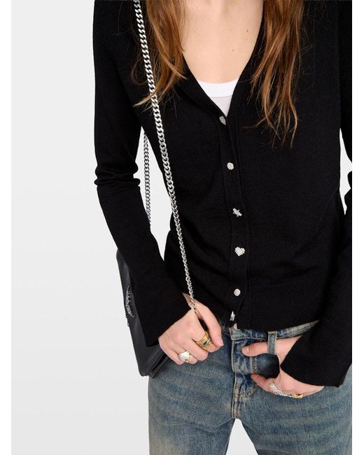 Zadig & Voltaire Black Cardigan Jemma 100% Merino Wool