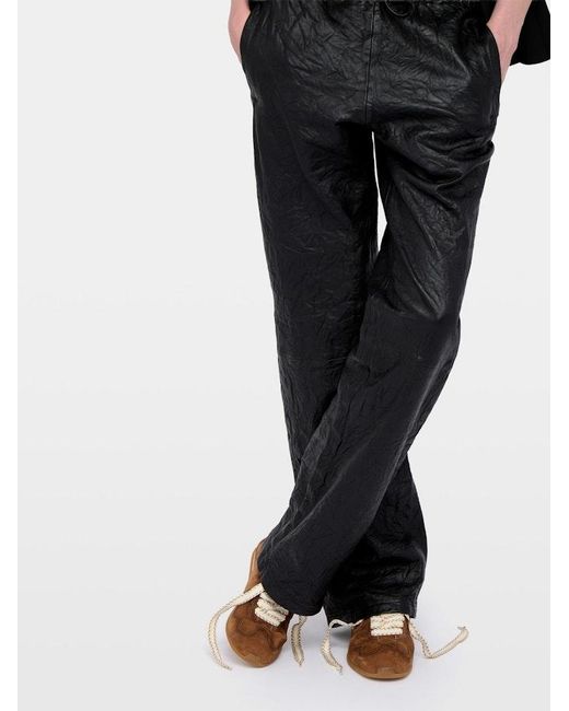 Zadig & Voltaire Black Pocha Crinkled Leather Trousers