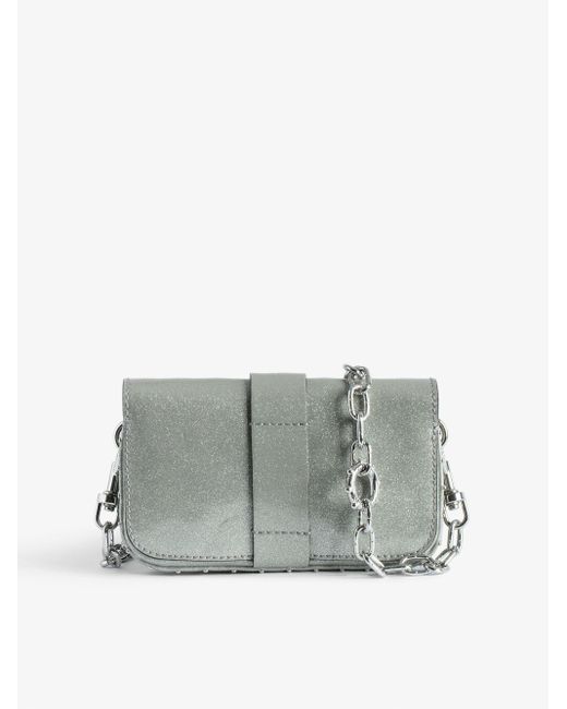Zadig & Voltaire Gray Kate Ring-embellished Metallic Leather Shoulder Bag