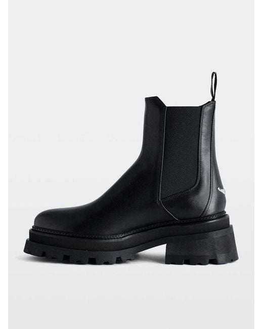 Zadig & Voltaire Black Ride Logo-Plaque Leather Chelsea Boots