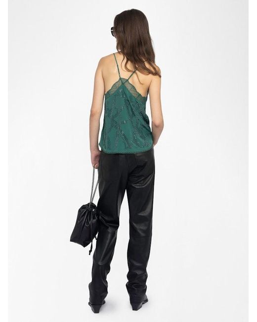 Zadig & Voltaire Green Christy Camisole 100% Silk