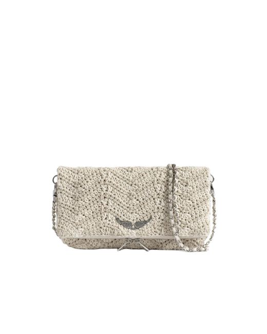 Zadig & Voltaire Gray Rock Macramé Clutch
