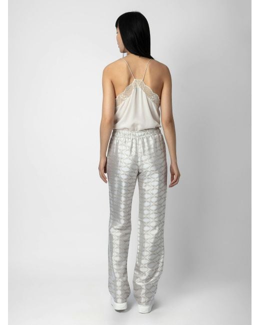 Zadig & Voltaire Gray Pomy Wings Jacquard Trousers
