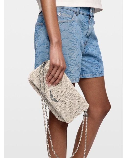 Zadig & Voltaire Gray Rock Macramé Clutch