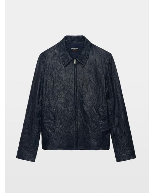 Zadig & Voltaire Blue Loumy Leather Jacket for men