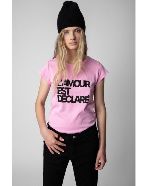 Camiseta Skinny L Amour Est Declare De Zadig Voltaire De Color Rosa Lyst