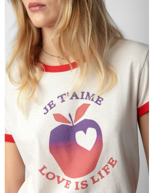 Zadig & Voltaire White T-Shirt Walk Love Is Life