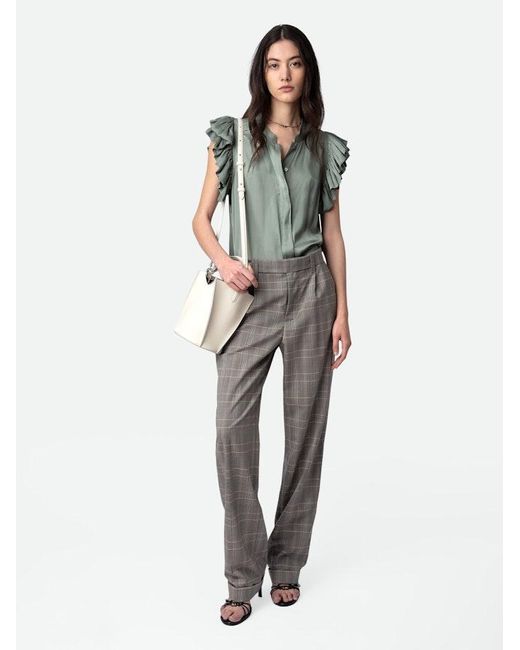 Zadig & Voltaire Green Tiza Satin Top