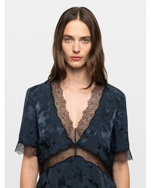 Zadig & Voltaire Blue Tedoxa Top 100% Silk