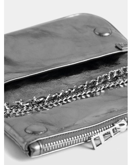 Zadig & Voltaire Gray Rock Mini Vintage Metal Clutch