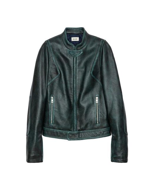 Zadig & Voltaire Green Loupa Leather Jacket