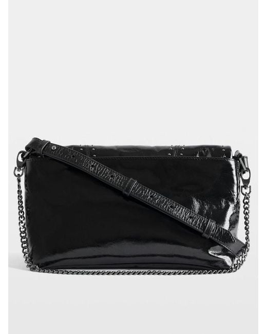 Zadig & Voltaire Black Rocky Ii Vintage Patent Studs Bag