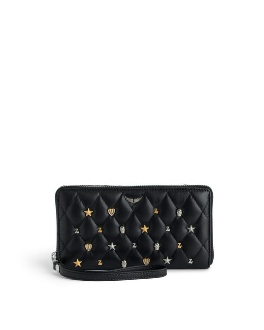 Zadig & Voltaire Black Compagnon Charm-embellished Quilted-leather Wallet