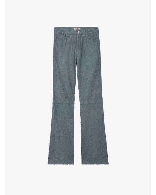 Zadig & Voltaire Blue Pistol Crinkled Leather Trousers
