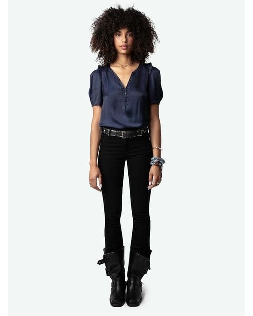 Zadig & Voltaire Blue Twity Satin Top