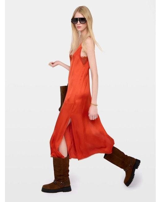 Zadig & Voltaire Orange Renzo Satin Dress