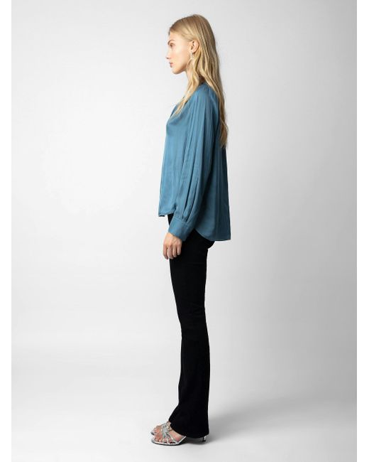 Zadig & Voltaire Blue Tink Satin Blouse