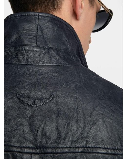 Zadig & Voltaire Blue Loumy Leather Jacket for men