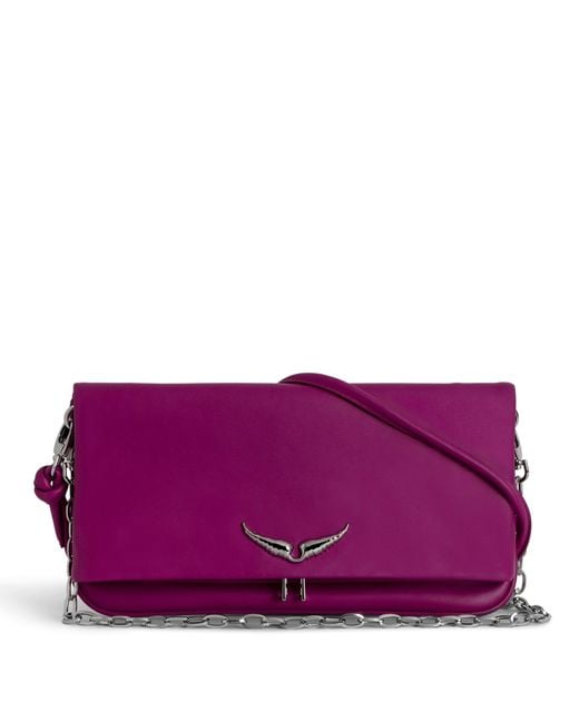 Zadig & Voltaire Purple Rock Eternal Leather Clutch Bag