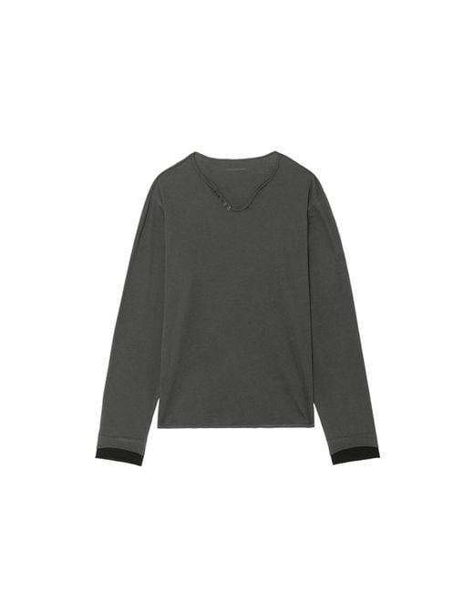 Zadig & Voltaire Gray Monastir Henley T-Shirt for men