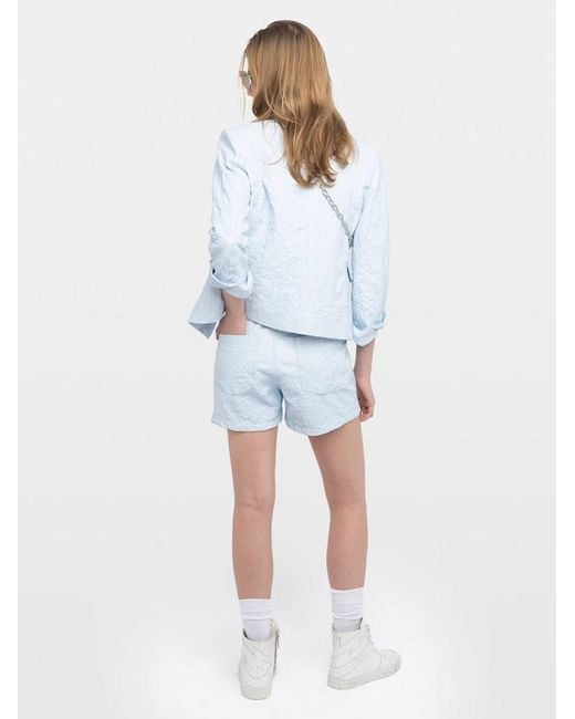 Zadig & Voltaire Blue Pax Crinkled Leather Shorts
