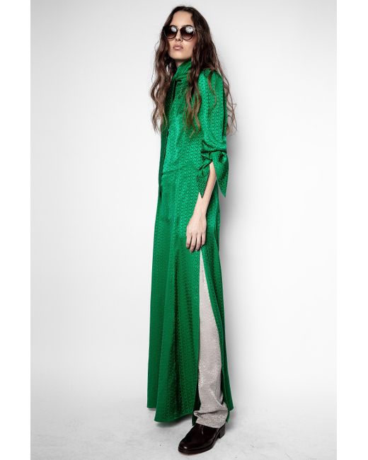 Zadig & Voltaire Green Bow Jac Zv Silk Dress