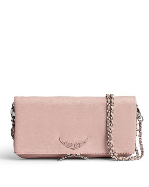 Zadig & Voltaire Pink Rock Grained Leather Clutch