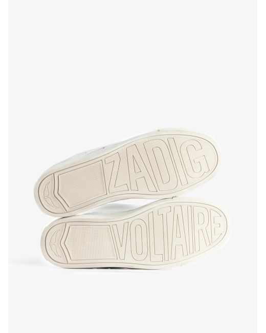 Zadig & Voltaire White Niedrige Sneakers Zv1747 La Flash Metallic Geprägt