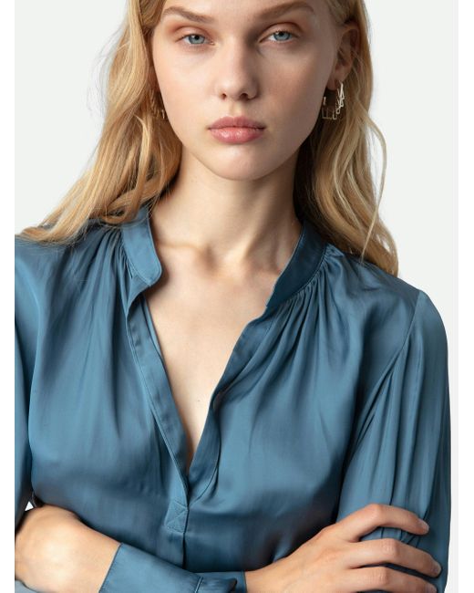 Zadig & Voltaire Blue Bluse Tink Satin