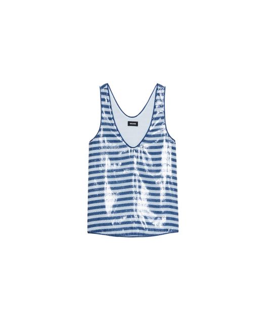 Zadig & Voltaire Blue Tarys Sequin Tank Top