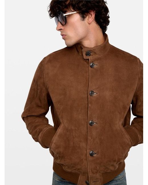 Zadig & Voltaire Brown Lonni Button Suede Jacket for men