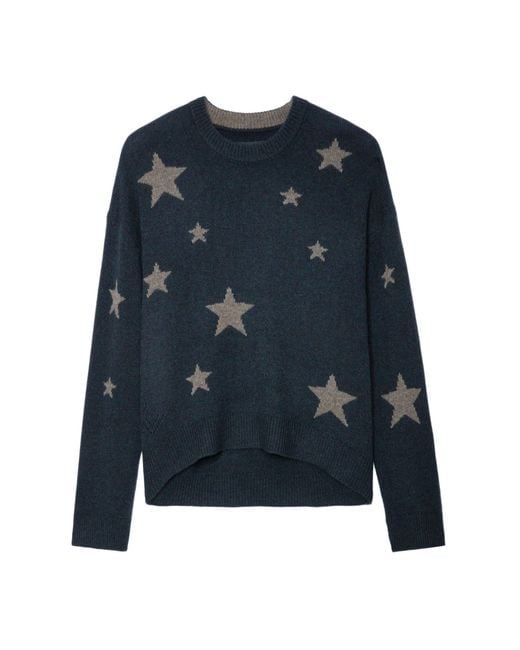 Zadig & Voltaire Blue Markus Sweater 100% Cashmere