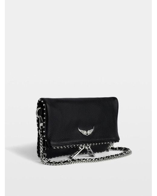 Zadig & Voltaire Black Rock Nano Studded Suede Clutch Bag
