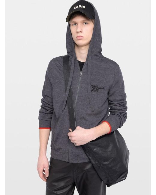 Zadig & Voltaire Gray Cardigan Clash 100% Wool for men