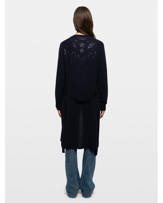 Zadig & Voltaire Blue Daffyz Cardigan 100% Cashmere
