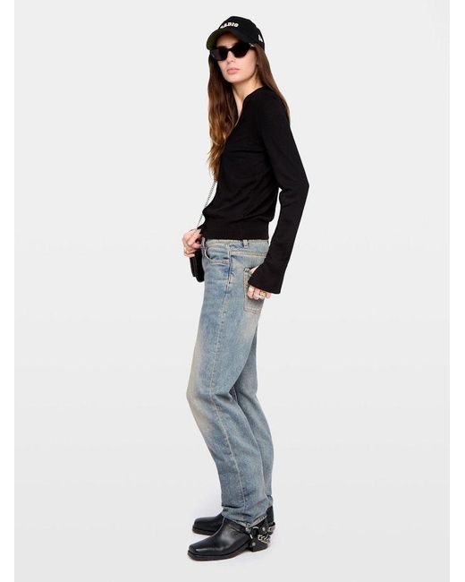 Zadig & Voltaire Black Cardigan Jemma 100% Merino Wool