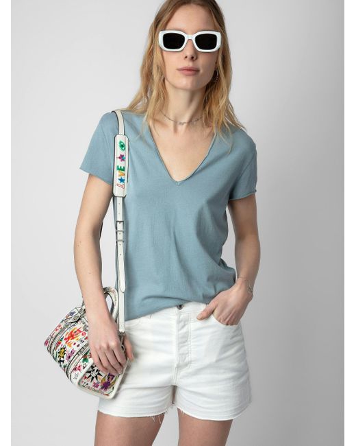 Zadig & Voltaire Blue T-shirt Story Fishnet