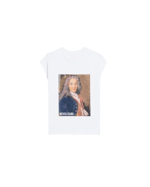 Zadig & Voltaire White Cloex Crystal Embellished Voltaire T-Shirt