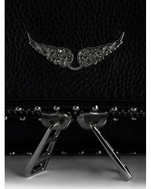 Zadig & Voltaire Black Rock Nano Studded Suede Clutch Bag
