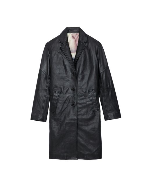 Zadig & Voltaire Black Macari Leather Coat